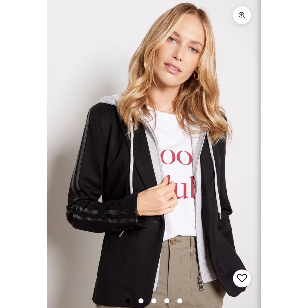 Evereve Black Blazer with Gray Hooded Layer